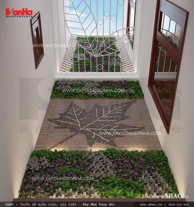 Thông tầng nhà ống với tiểu cảnh