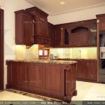 Tủ bếp được làm bằng gỗ thịt