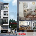 Thiết kế nhà ống 4 tầng có sân thượng mái che