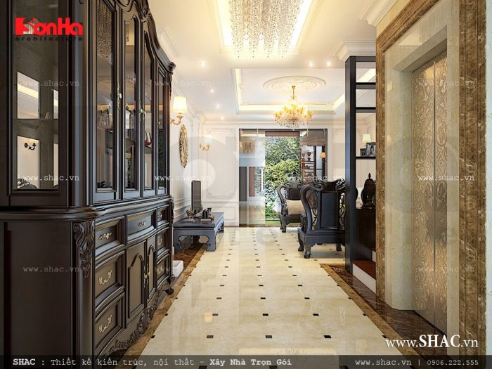 Phòng khách tầng 1 nhà ống