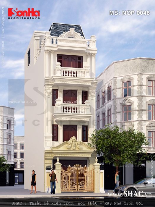 Kiến trúc ngôi nhà ống 4 tầng kiến trúc Pháp