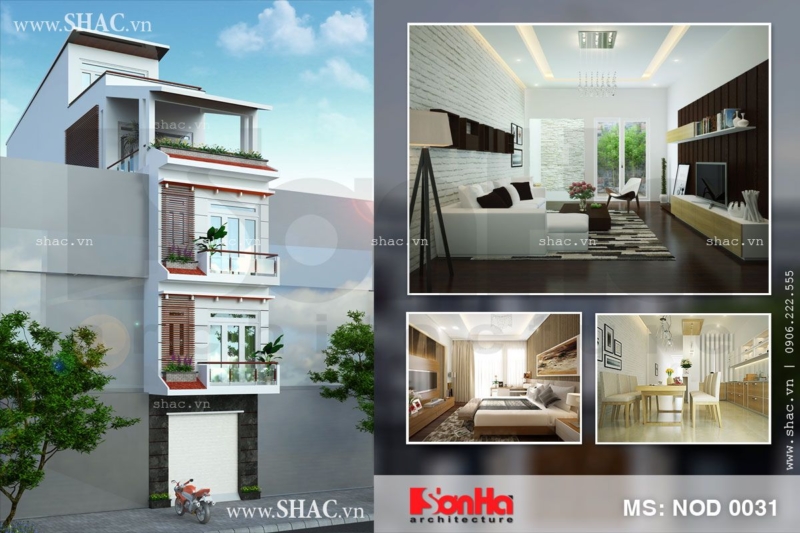 Nhà phố hiện đại trẻ trung 4 tầng