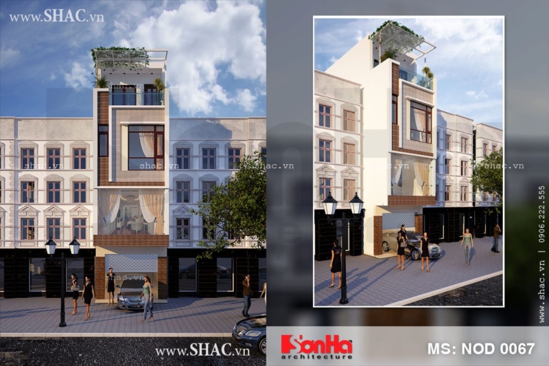 Nhà lô 4 tầng kiến trúc hiện đại