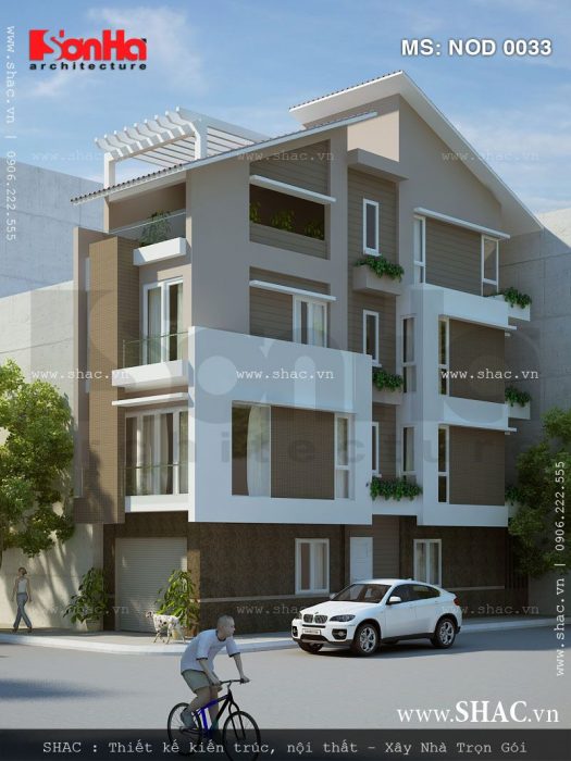 Nhà ống mái chéo đẹp