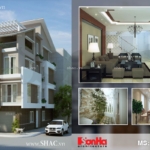 Nhà ống mái chéo hiện đại 4 tầng