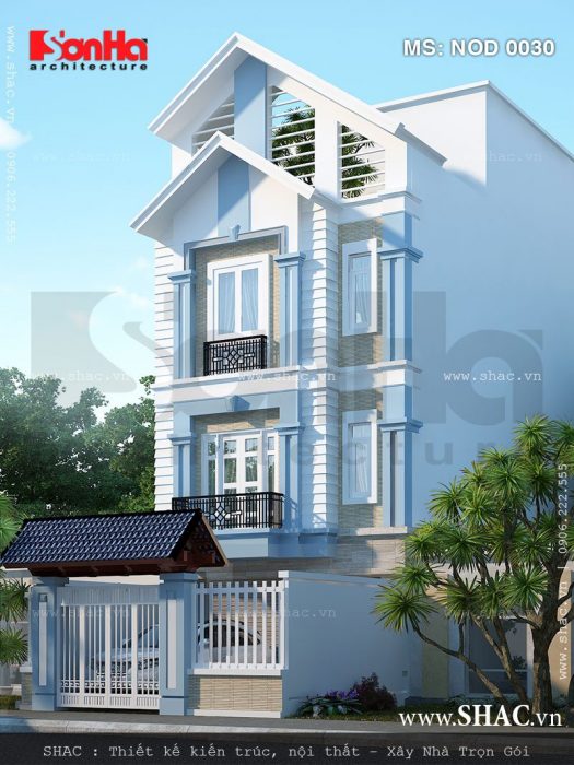 Mẫu nhà ống 4 tầng kiểu tân cổ điển