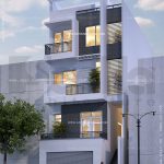 Nhà phố 4 tầng cầu thang bên ngoài