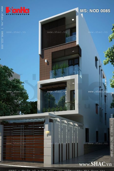 Nhà phố 4 tầng có sân và cổng