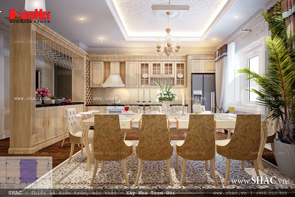 Nội thất phòng ăn làm bằng gỗ đẹp Phòng ăn đẹp với nội thất gỗ