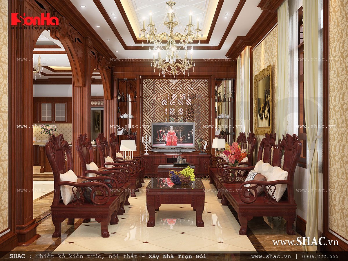 3 mẫu thi công nội thất chuyên nghiệp phòng khách bằng gỗ cao cấp đẹp nhất  tại Hà Nội