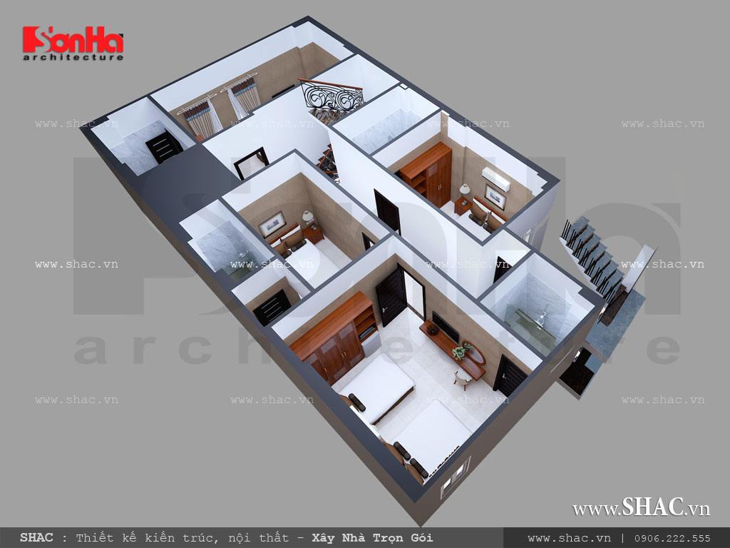 Phối cảnh các phòng khách sạn mini Phối cảnh phòng