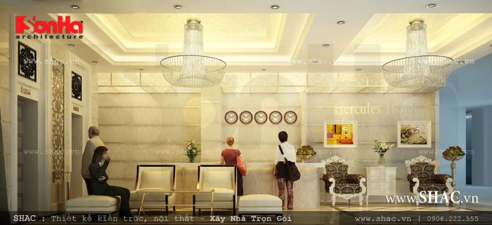 không gian quầy lễ tân