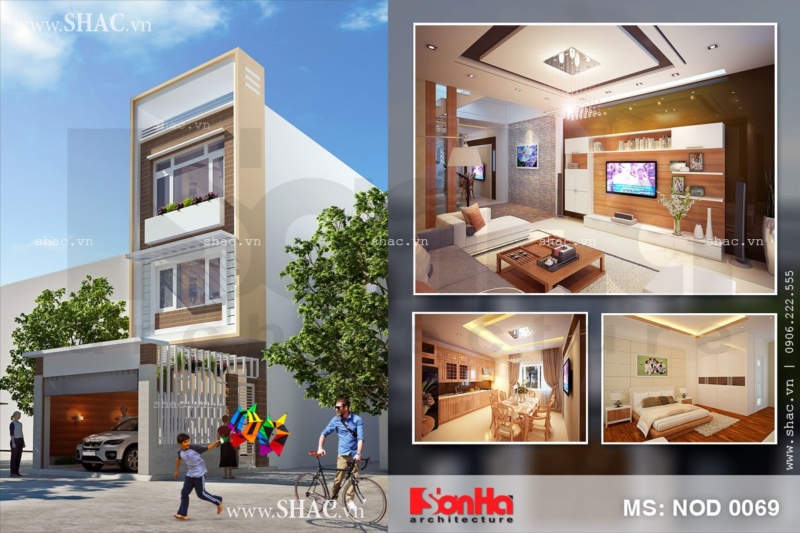 Thiết kế nhà lô phố 3 tầng kiểu hiện đại