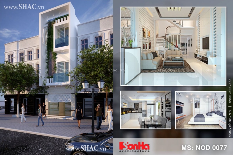 Thiết kế nhà lô phố 3 tầng kiểu hiện đại