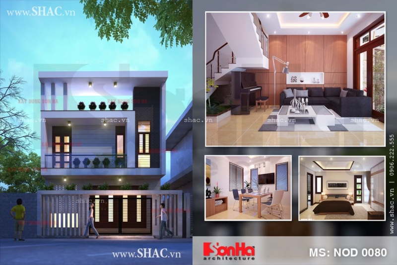 Thiết kế nhà ống 2 tầng hiện đại