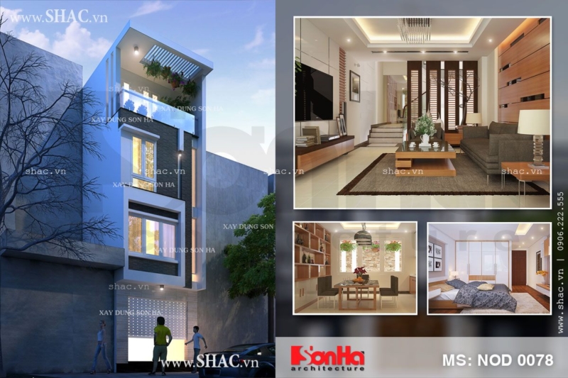 Thiết kế nhà ống 4 tầng hiện đại