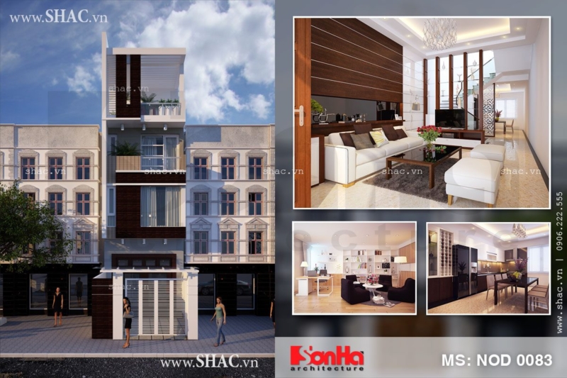 Thiết kế nhà ống có cổng 3,5 tầng