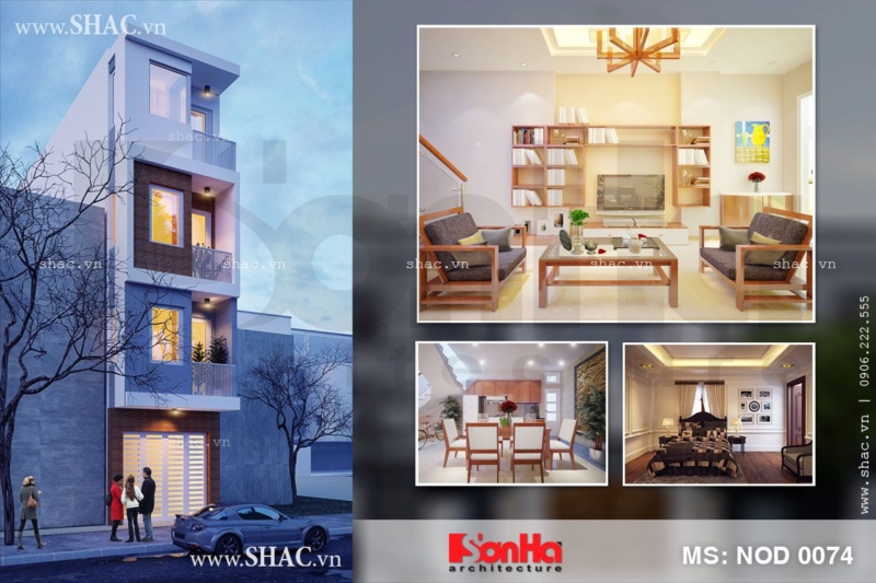 Thiết kế nhà ống hiện đại 4 tầng