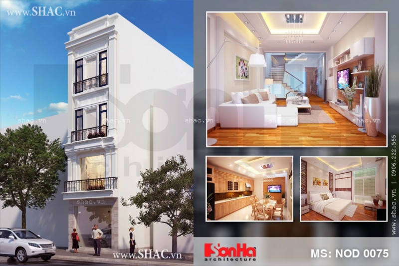 Thiết kế nhà ống hiện đại 4 tầng