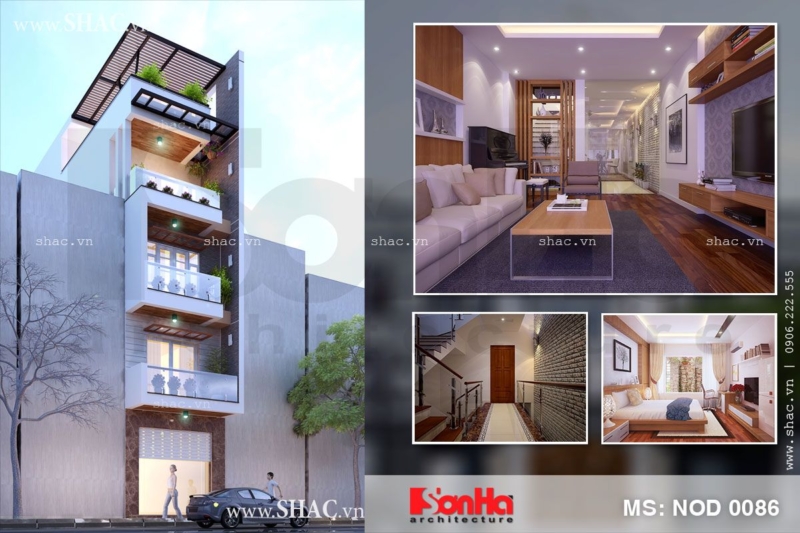 Thiết kế nhà ống hiện đại 5 tầng