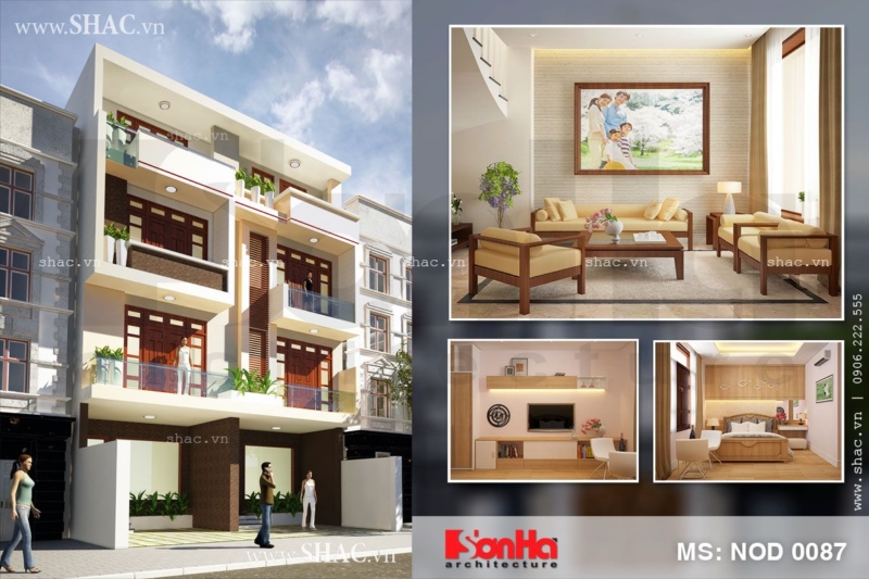 Thiết kế nhà ống liền kề 4 tầng kiểu hiện đại