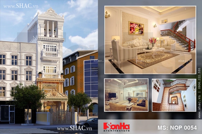 Thiết kế nhà phố 5 tầng tân cổ điển