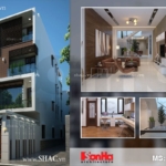 Thiết kế nhà phố có cổng 4 tầng kiểu hiện đại