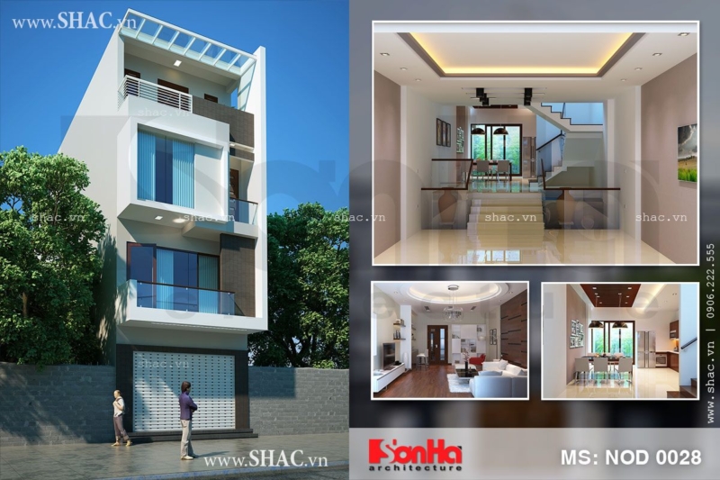 Thiết kế nhà phố lệch tầng phong cách hiện đại