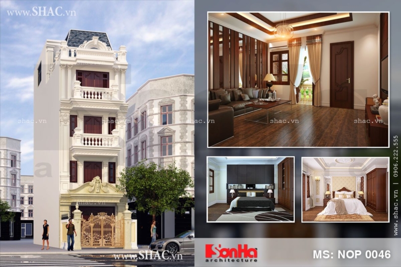 Xây nhà ống kiểu Pháp 4 tầng trọn gói