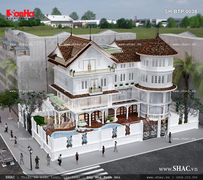 Biệt thự 4 tầng mái ngói