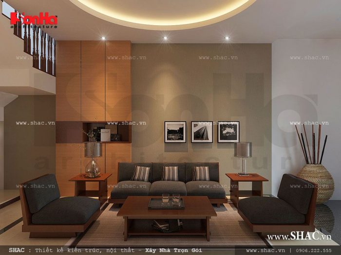 Phòng khách có sofa đơn giản