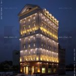 Kiến trúc khách sạn 8 tầng 4 sao ban đêm