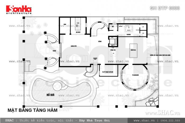 Mặt bằng tầng hầm biệt thự