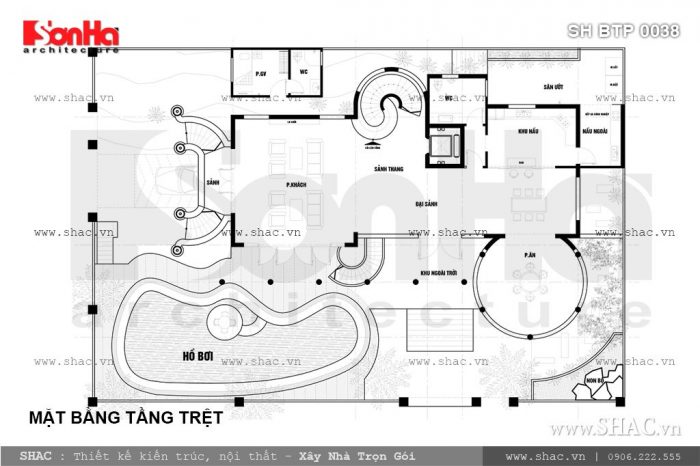 Mặt bằng tầng trệt biệt thự