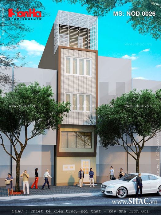 Kiến trúc mặt sau nhà lô phố 4 tầng