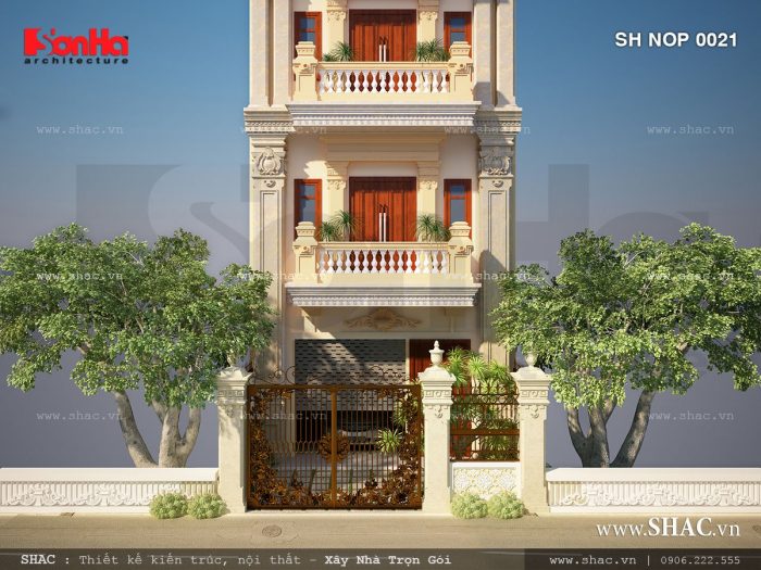 Hai tầng dưới và sân cổng nhà phố