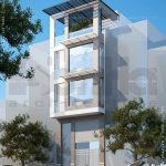 Nhà phố phong cách hiện đại 4 tầng có ô cửa kính lớn