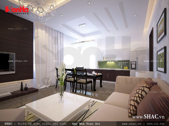 Phòng bếp ăn hiện đại với cách bài trí giản tiện, khoa học