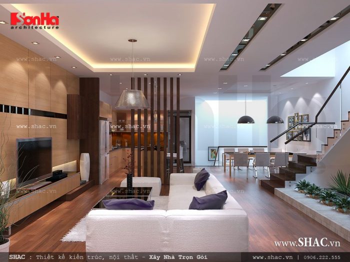 Phòng khách liền kề bếp ăn