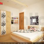 Phòng ngủ tầng 2 trang nhã với tone màu vàng kem