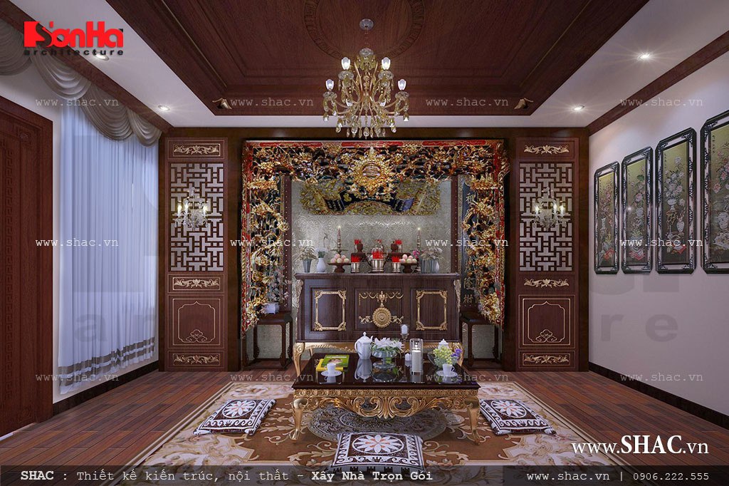 thiết kế nội thất phòng thờ nhà phố đẹp