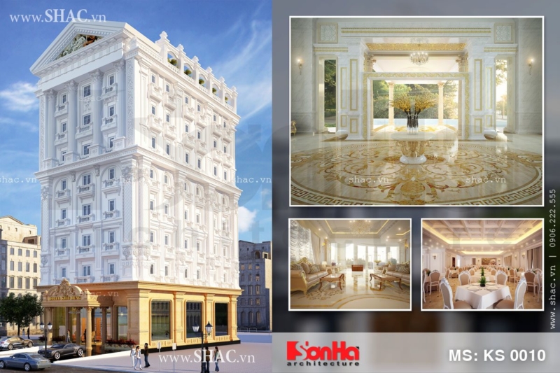 Thiết kế khách sạn 4 sao 8 tầng kiến trúc Pháp