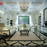 Phòng khách phong cách pháp với gam màu trắng