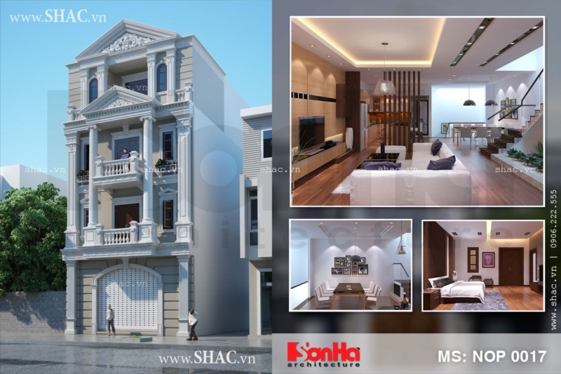 Thiết kế kiến trúc nhà ống Pháp 4 tầng