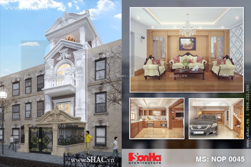 Thiết kế nhà ống 3 tầng kiểu Pháp đẹp