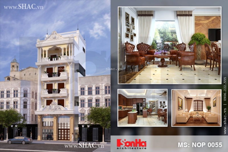 Thiết kế nhà ống 5 tầng kiến trúc Pháp