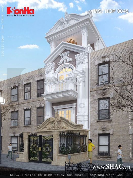 Nhà ống Pháp có cổng và tường rào