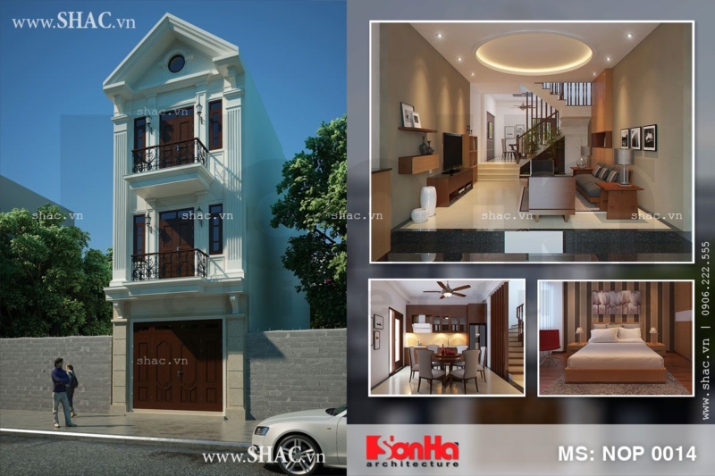 Thiết kế nhà phố 3 tầng kiểu Pháp