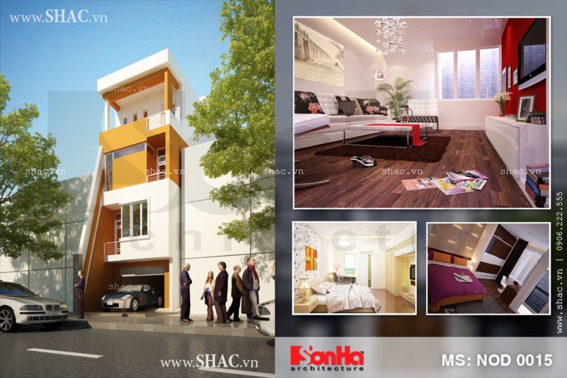 Thiết kế nhà phố 4 tầng 3 phòng ngủ hiện đại