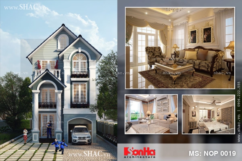 Thiết kế nhà phố bán biệt thự Pháp 3 tầng đẹp